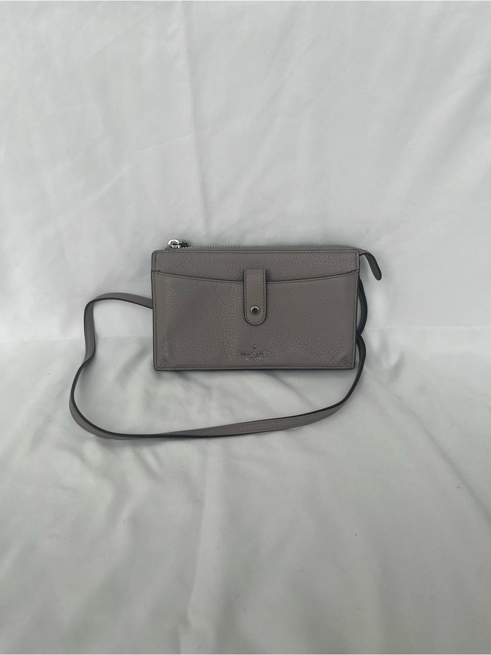 Kate Spade Gray Taupe Leather Crossbody Wallet